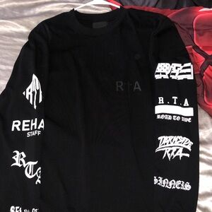 RtA Black Long Sleeve Tee with Bold Graphics